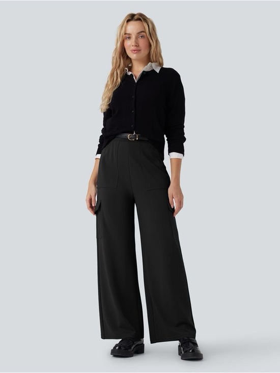 HALARA Pants - Halara Flex High Waisted Straight Leg Cargo Work Pants Black XL NWT Wide Leg